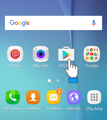 Vào Google CH Play từ danh sách ứng dụng điện thoại Android