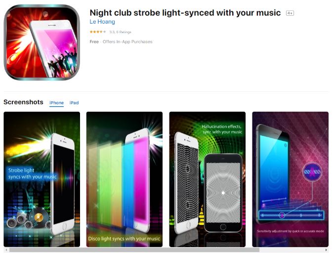 Ứng dụng Nightclub Strobe Light cho iOS và Android