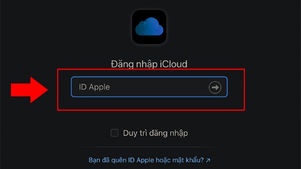 Đăng nhập tài khoản với Apple ID và mật khẩu