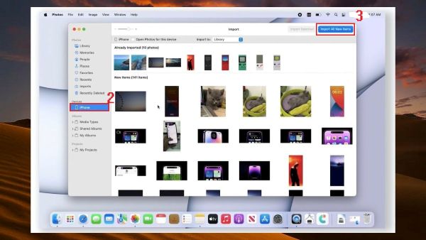 Chọn ảnh cần chuyển, nhấn Import Selected hoặc Import All New Photos