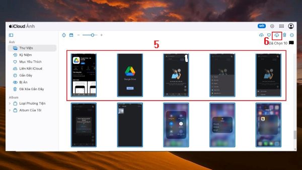 Chọn ảnh cần tải và nhấn tải xuống