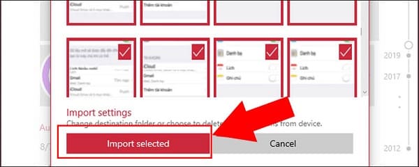 Nhấn Import Selected để hoàn tất