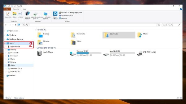 Mở This PC, nhấp vào Apple iPhone