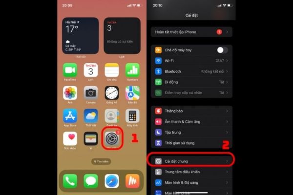 Mở Cài đặt, chọn Cài đặt chung