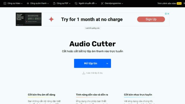Mở trang Audio Cutter