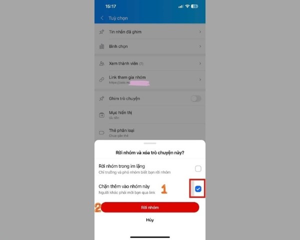 Tích "Chặn thêm lại vào nhóm”