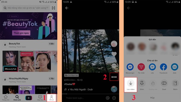 Chọn “Lưu video” để tải video về điện thoại