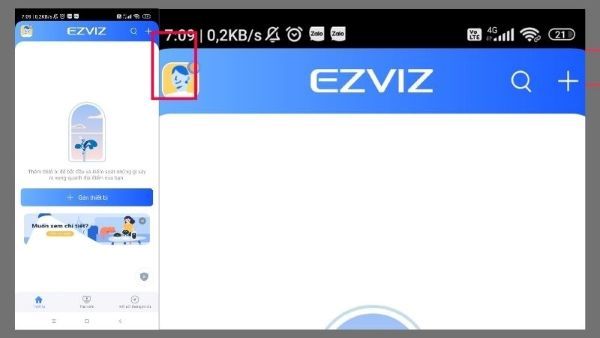 Nhấn vào biểu tượng người dùng