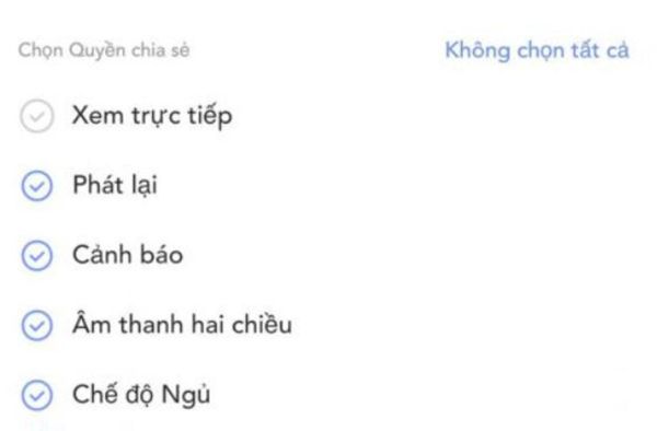 Chọn các quyền chia sẻ