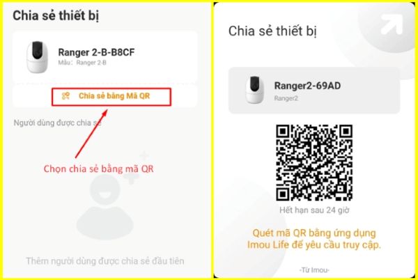 Chọn “Chia sẻ bằng mã QR”