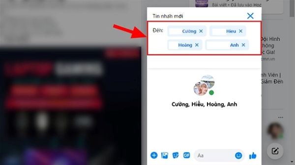 Nhập tên bạn bè muốn thêm vào nhóm
