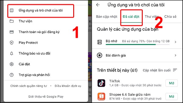 Chọn Ứng dụng và trò chơi của tôi